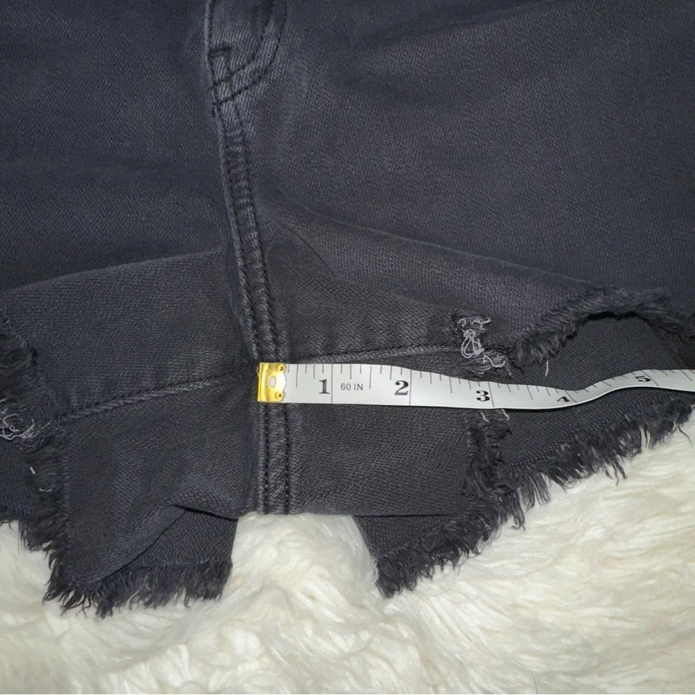 Aerie | Daydream Denim Shorts Black Distressed Frayed Hem Stretch Waist L